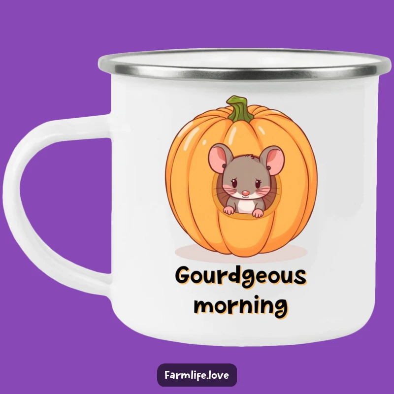Funny Mouse Pumpkin Adventure Mug: Whimsical Camp Drinkware
