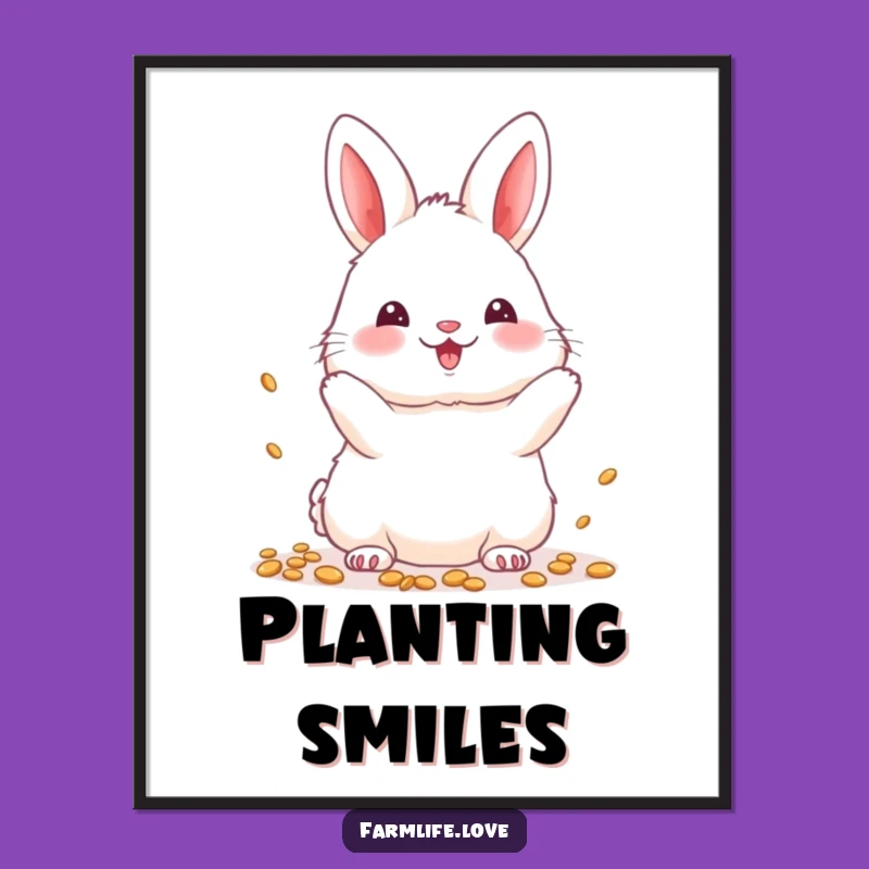 Funny Bunny Seeds Digital Print: Instant Garden Decor, A Charming Funny Gift