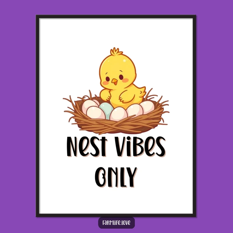 Funny Busy Chick Poster - Adorable Egg Gathering Art, Hilarious Home Decor Gift!