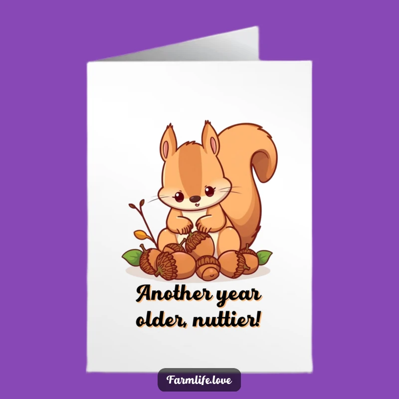 Free Printable Birthday Card: Busy Squirrel, Funny Acorn Hunt, Perfect Downloadable Gift