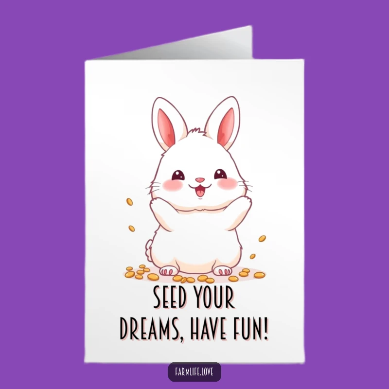 Free Printable Birthday Card: Bunny Scattering Seeds for a Bountiful Celebration Downloadable