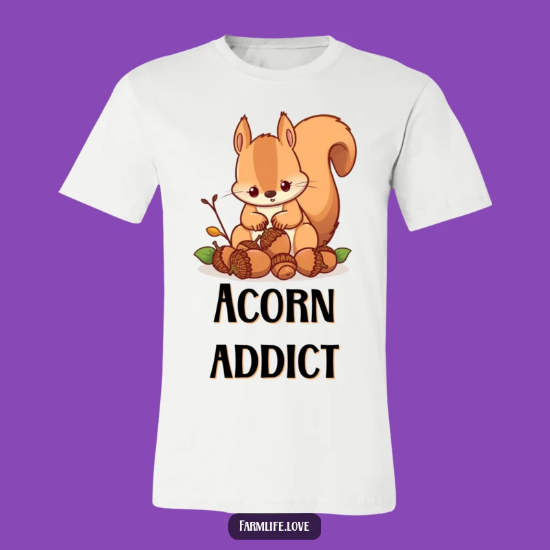 Funny Squirrel Gathering Acorns T-Shirt: Busy Mammal Humor Tee