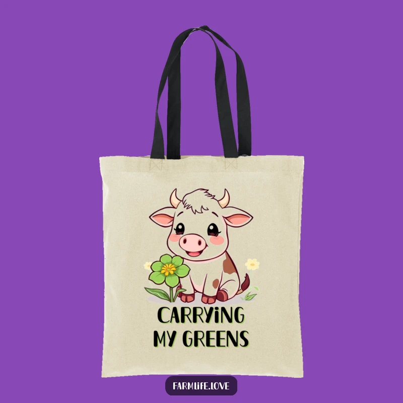 Funny Cow Clover Fan Tote Bag: Eco-Friendly Farm Humor Gift